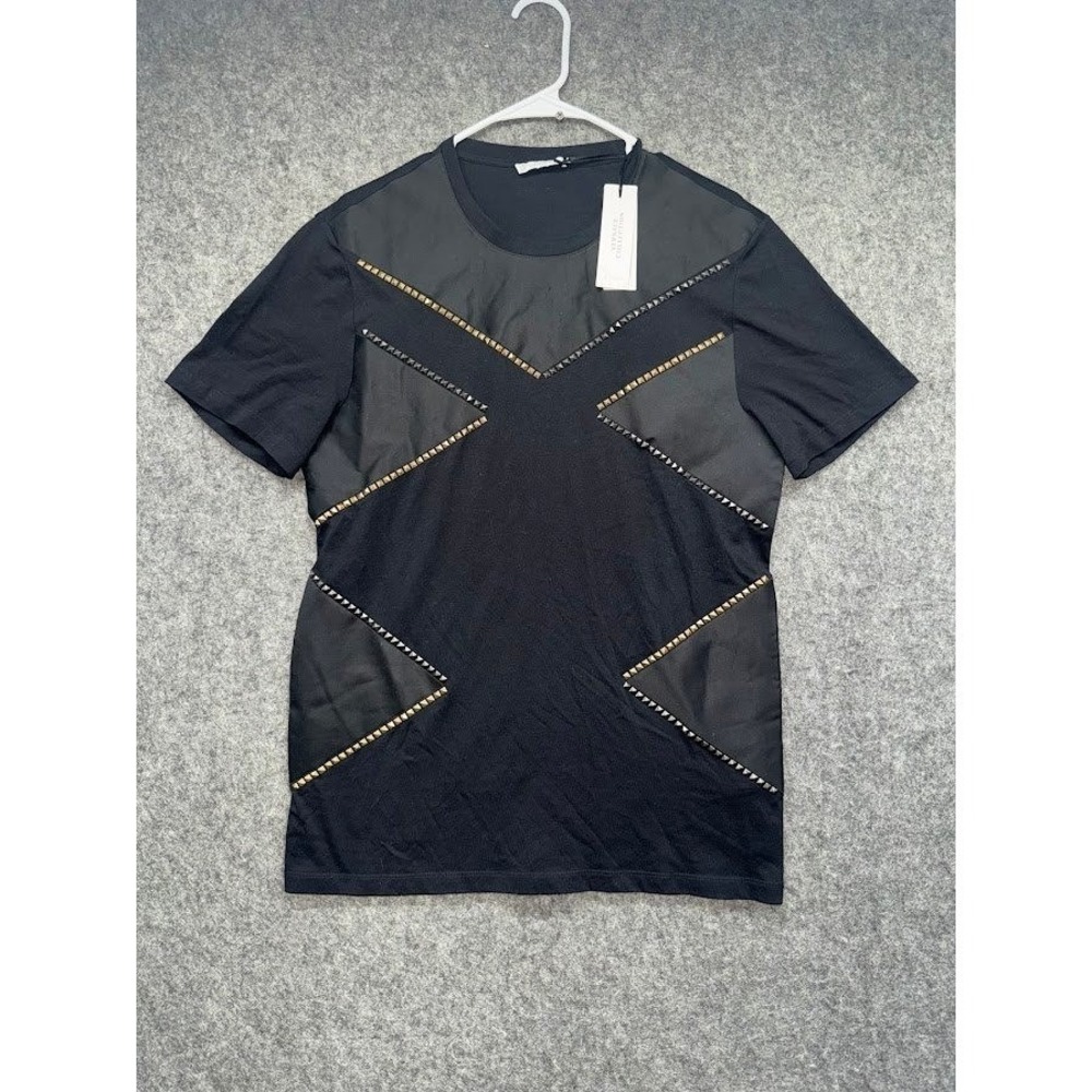Versace Collection Men Black Studded Geometric Panel T-Shirt Size S New With Tag